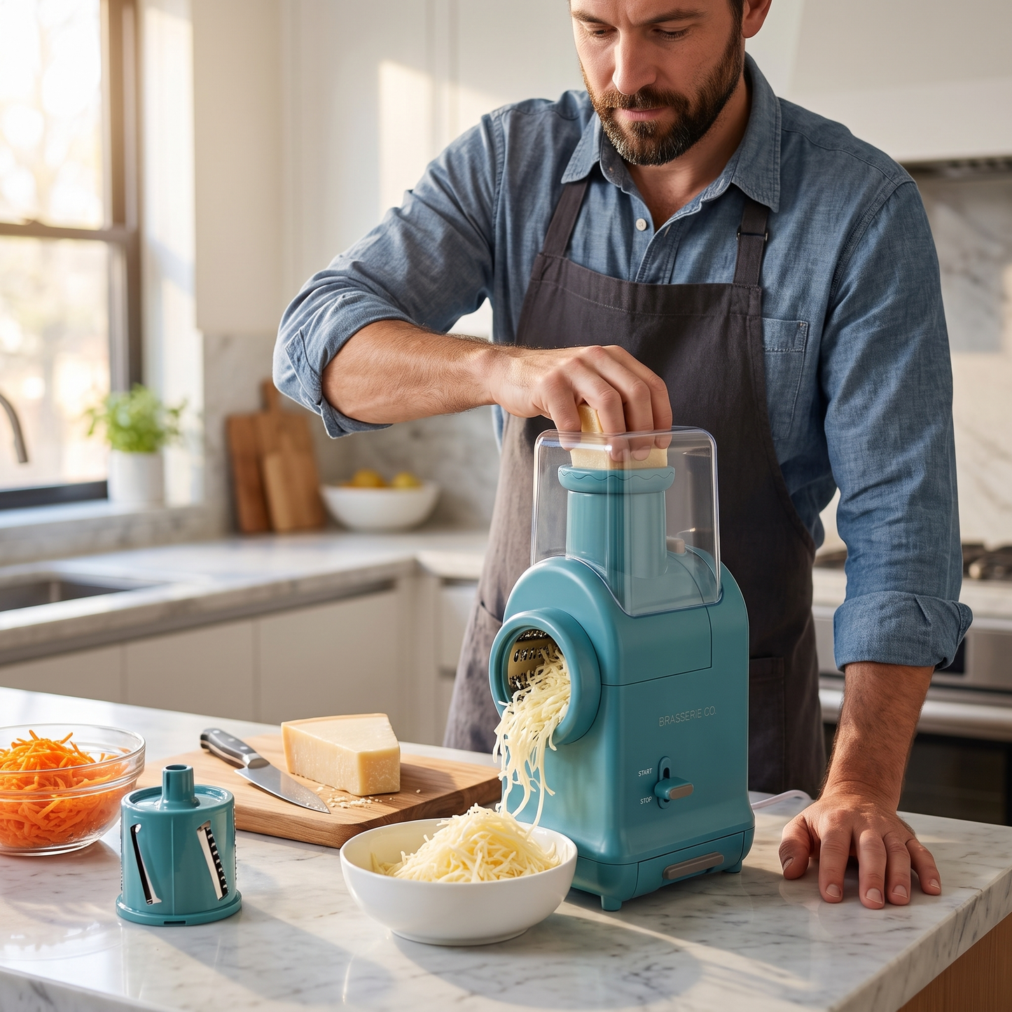 Brasserie Co. Electric Prep Mill | Cheese Grater & Vegetable Slicer